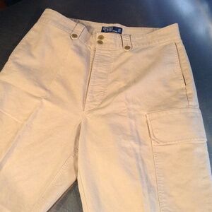 Vintage Polo Ralph Lauren Pants Men's 38x30 Linen Blend Khaki Cargo Baggy 90s
